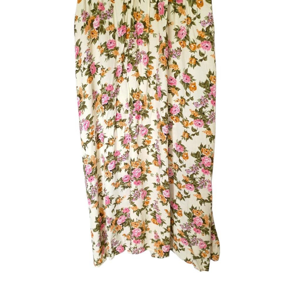 Vintage Ronni Nicole Floral Rayon Midi Dress Short Sleeve Cream Sz 16 NWT 80s - Picture 8 of 15
